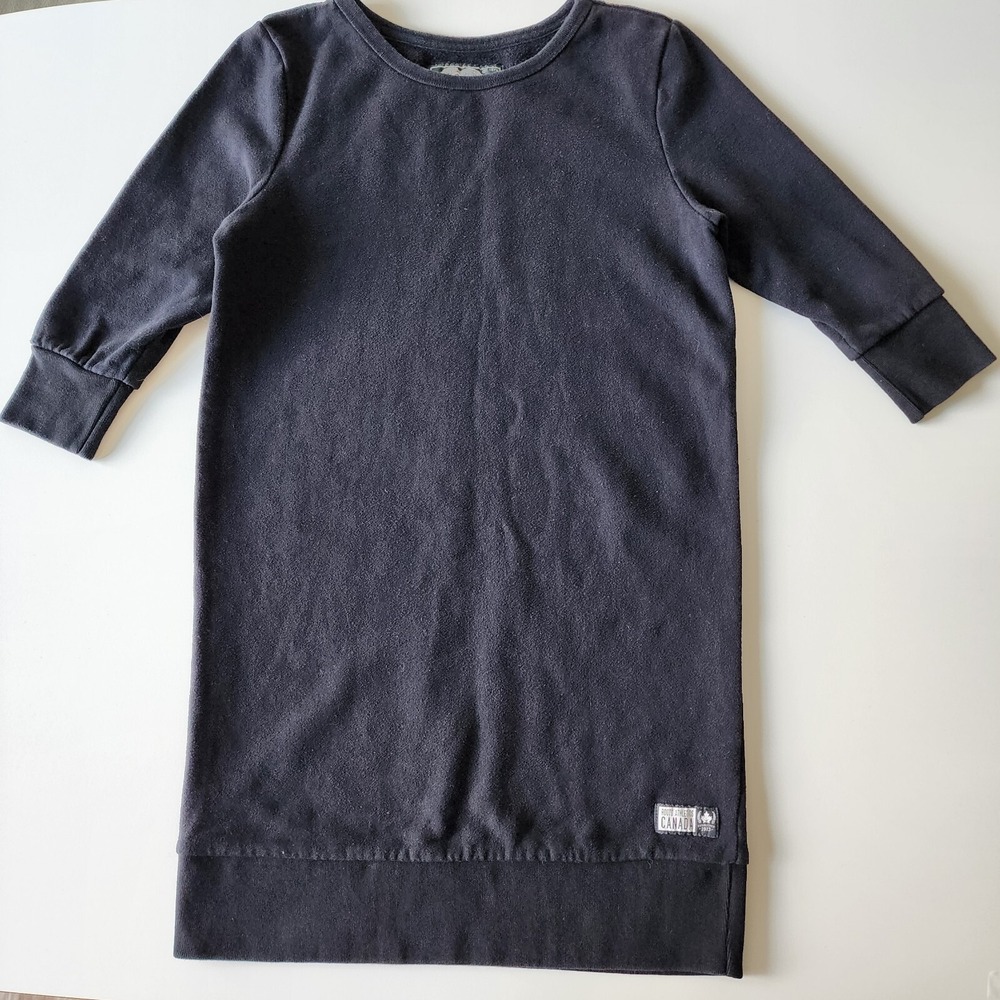 Roots Sweatshirt Dress Womens XS Black 3/4 Sleeve Cotton Blend Athletic Casual - Picture 3 of 14